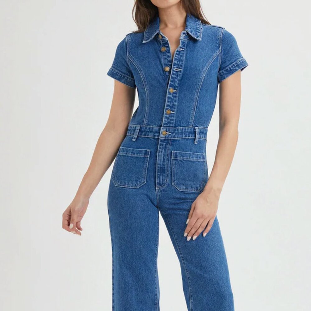 Breaker Blue Denim Sailor Jumpsuit ankle length